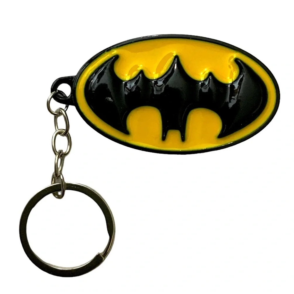 Batman Keychain DC Comics Split Key Ring Glossy Enameled Metal and Gift Pouch